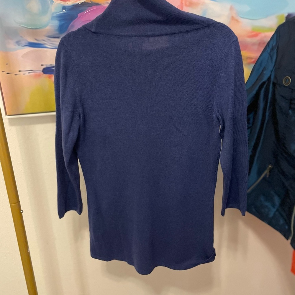 New York & Company Deep Blue Cowl Neck Sweater medium - Picture 5 of 7